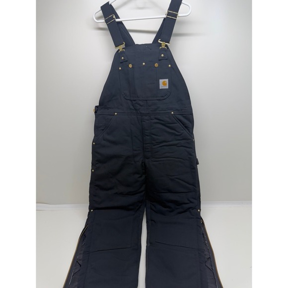 Carhartt Denim - Carhartt 36 x 30 Black Bib Overalls Arctic Quilt Lined R03 USA Made Insulated